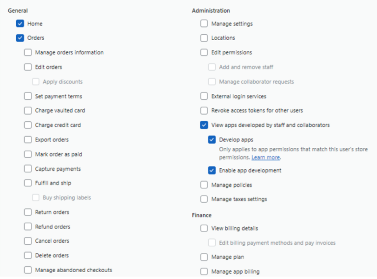 Shopify General Settings